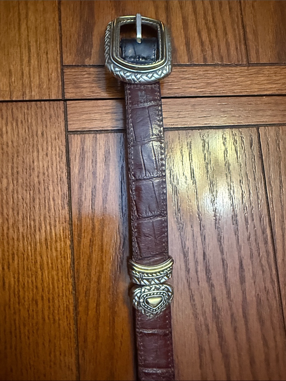 Brighton Fully Reversible Brown/Black Leather Belt with Silver Buckle/Accents